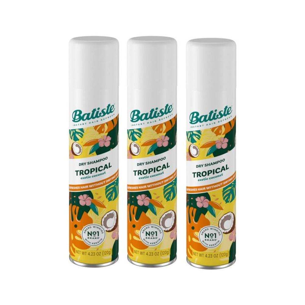Batiste Dry Shampoo TROPICAL Exotic Coconut Dry Shampoo, 3 pack 200 ml EACH